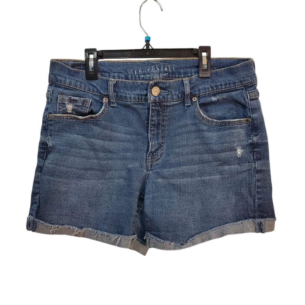 Aeropostale Denim Stretch Distressed Roll Cuff‎ Denim Shorts Size 10